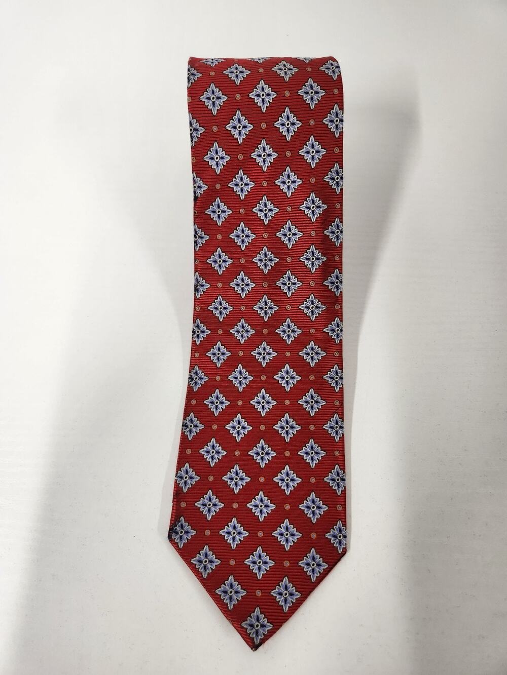 Robert Jensen Had Sewn Finest Silk Men's Tie, Italy Made In Red & Blue Geometric